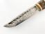 Ловен нож от японска дамаска стомана , дръжка от дърво и кориан имитиращ слонова кост