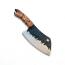 Ловен нож със сатърообразна форма и дръжка от махагон