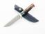 Ловен нож от дамаска стомана дръжка от махагон и кожен калъф