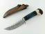 Ръчно направен ловен нож от японска дамаска стомана с дръжка от абаносово дърво,еленов рог и цветен кориан