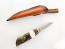Ловен нож от японска дамаска стомана , дръжка от дърво и кориан имитиращ слонова кост