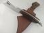 Ловен нож фултанг с кожена кания ръчно направен тип сатър 