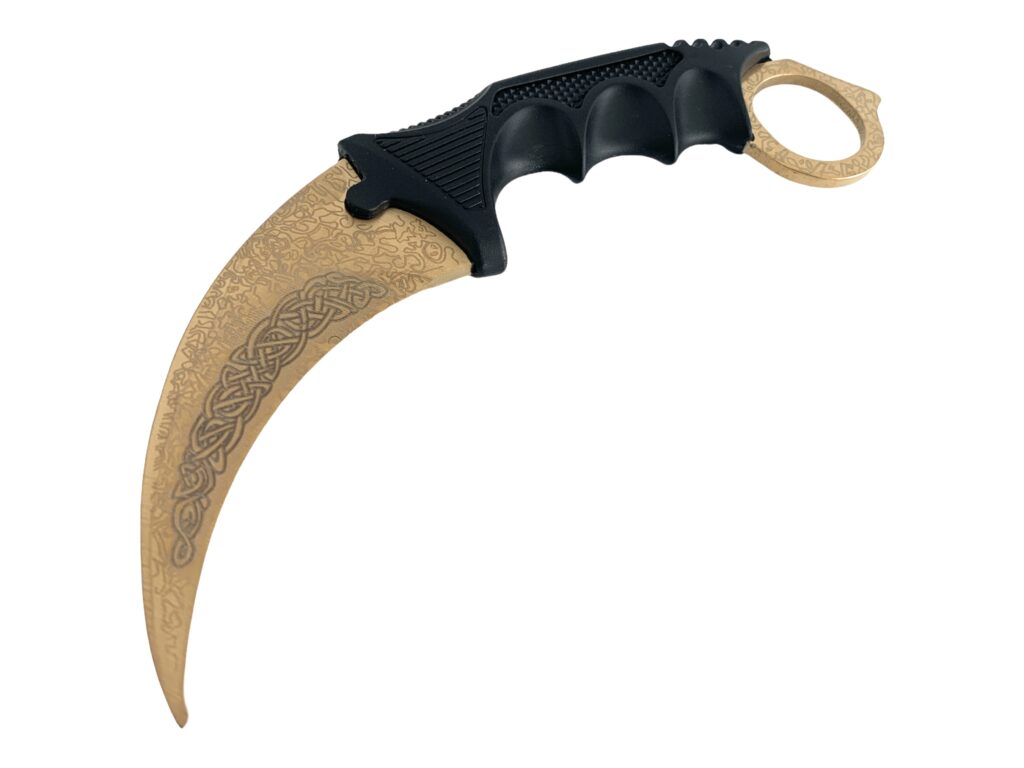 Нож TOPOINT Gold Karambit, нож с фиксирано острие незаточен за колекция CS-GO  |  Lesno.org