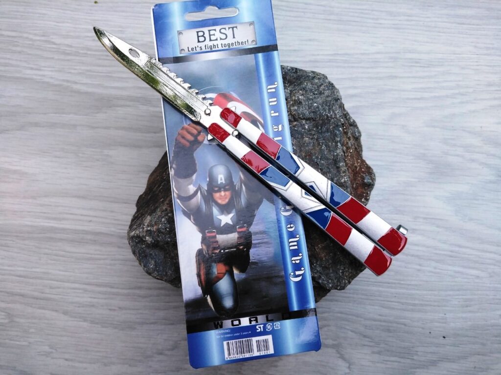 Тренировъчен нож пеперуда Капитан Америка/Captain America  |  Lesno.org